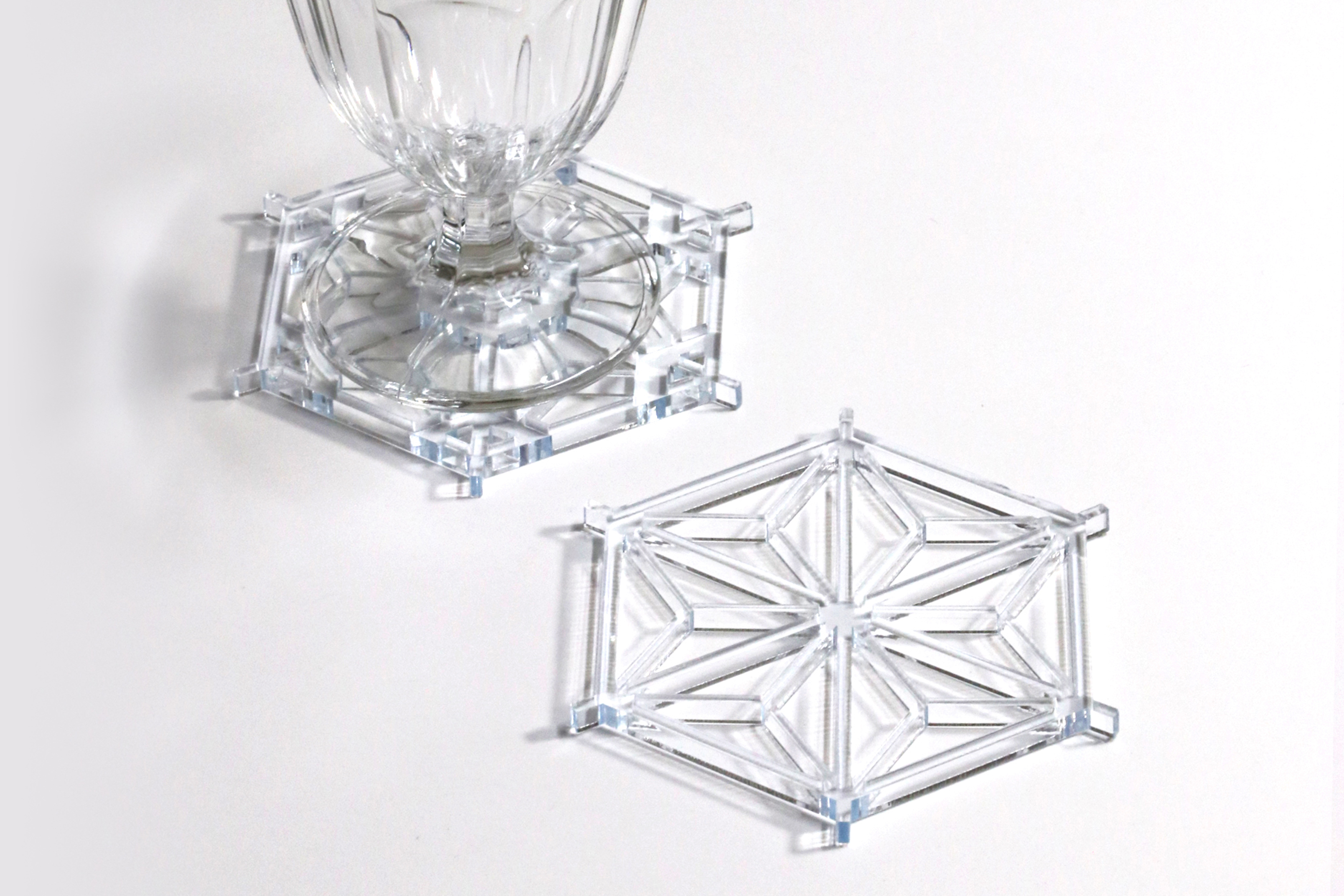 アクリルコースター エッジブルー３枚セット　送料無料！